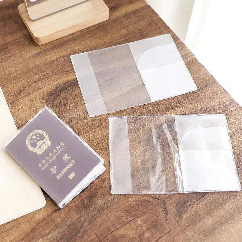 PVC Passport Sleeve Transparent Frosted Waterproof Dustproof Durable Document Protector Travel Business Trip Outdoor Daily Use