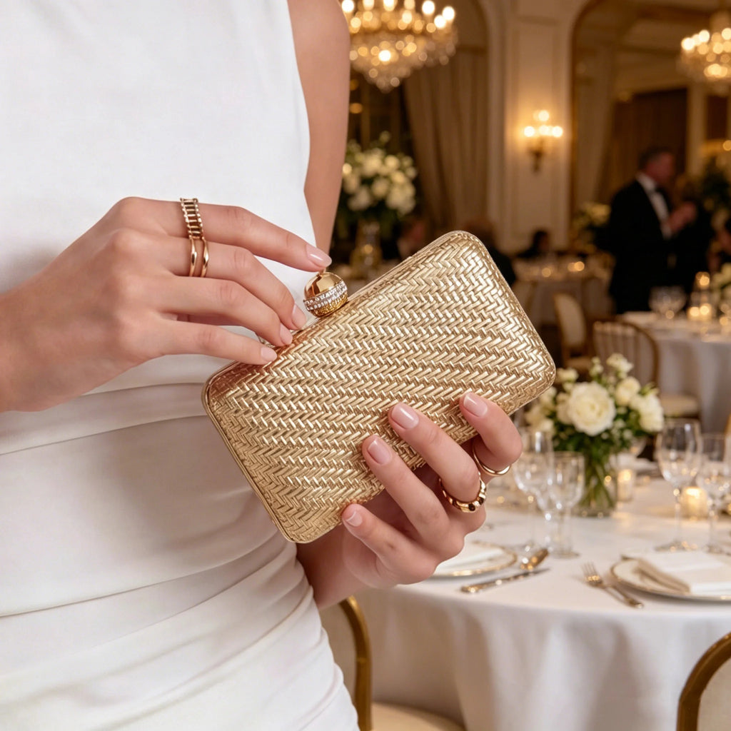 Luxury and stylish women's evening bag sparkling diamond solid color shoulder bag suitable for business banquets and weddings