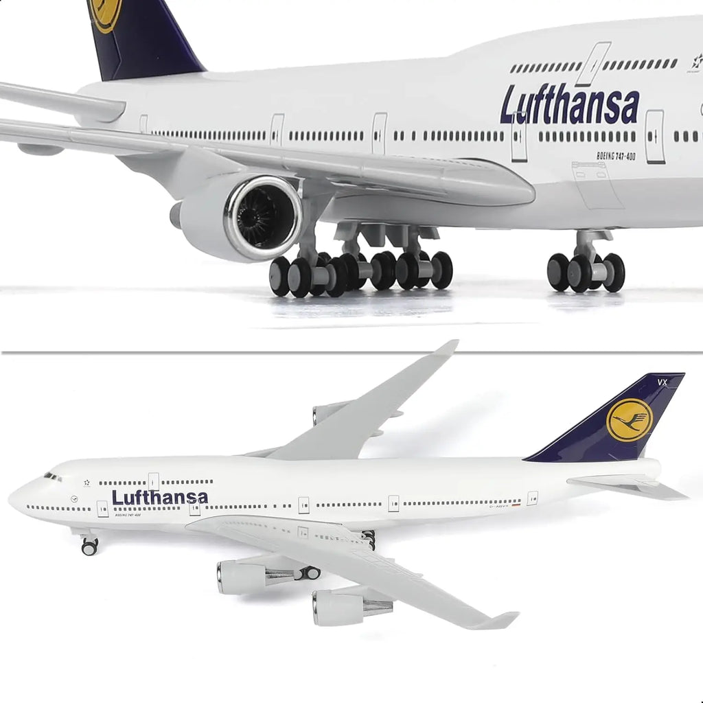 30cm Diecast Resin Airplane Model 1/240 Scale Lufthansa B747 With Display Stand Wheel Collectible Aircraft For Aviation Gift