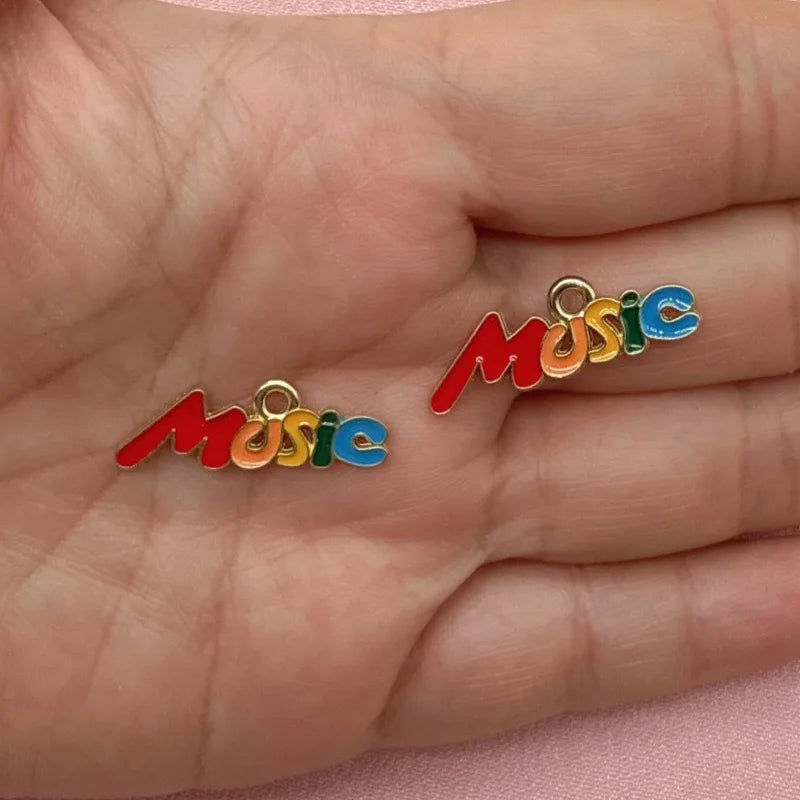 15pcs Alloy Drip Oil Cross border Music Festival Cute Instruments Guitar Notes DIY Accessories Pendant Handmade