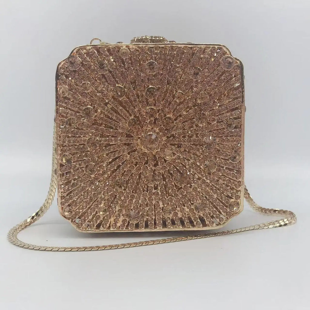 Crystal Rhinestones Diamond Evening Bag Glitter Mini Box Luxury Designer Fashion Clutch Purse For Wedding Party Women Handbag