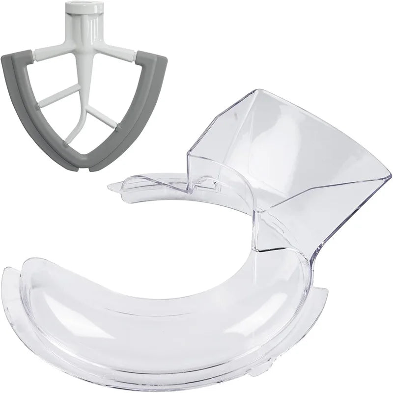 2Pc/Set Silicone Flex Edge Beater + Pouring Shield - Secure Fit Splatter Guard for KitchenAid 4.5-5Qt Tilt-Head Stand Mixers