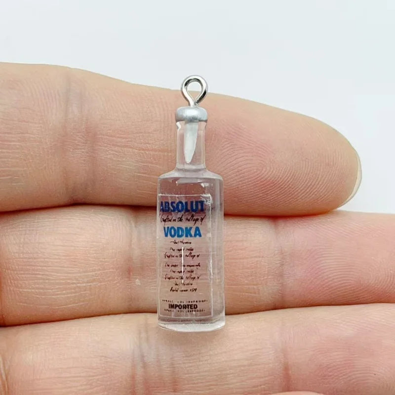 10Pcs Random Mixed Mini Liquor Bottle Resin Charms Simulation Drink Bottle Pendant DIY Handmade Jewelry Keychain Accessories