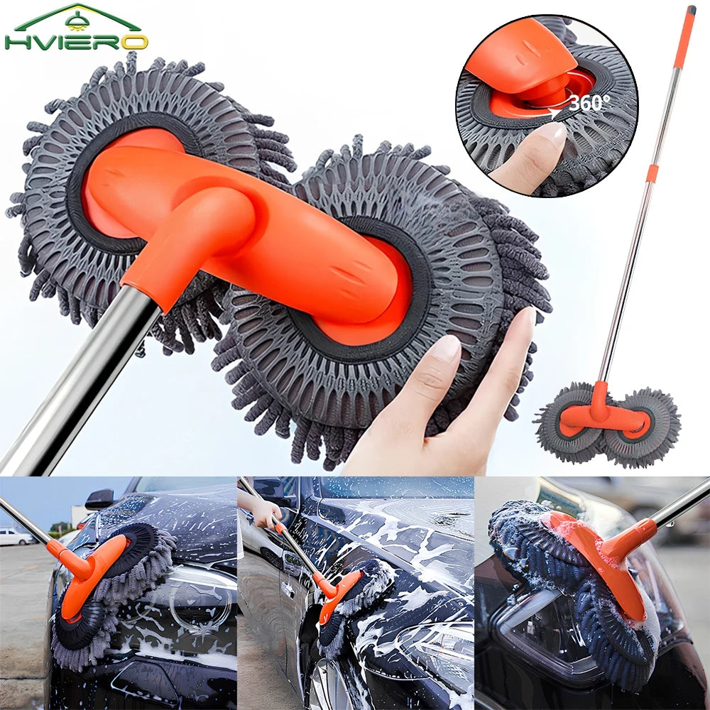 1X Car Cleaning Wash Multipurpose Kit Microfiber Brush Mop Sponge Wipe Auto Home Tools Universal Clean Accessories Yellow Gray