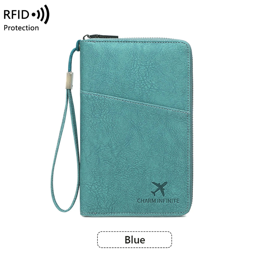 New Large Capacity RFID Anti-Magnetic Passport Holder with Zipper Multi-Function Travel Wallet for Documents And Tickets  Wallet