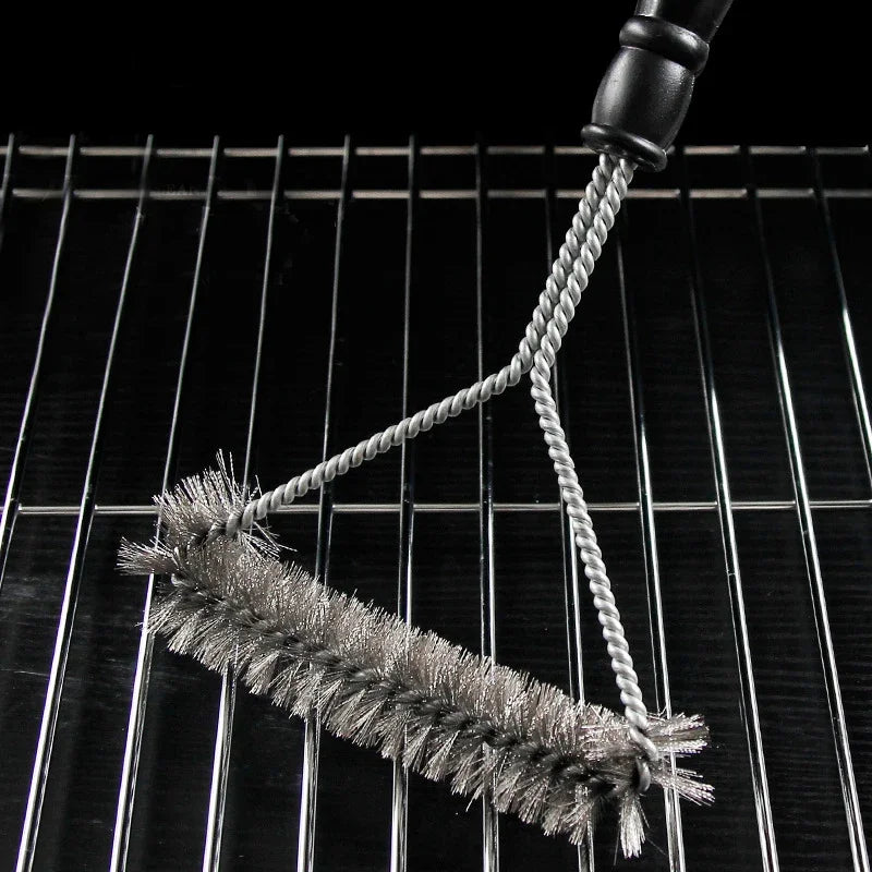1PC Stainless steel BBQ grill cleaning brush Barbecue grill cleaning brush Barbecue accessories Y-shaped barbecue net roll brush