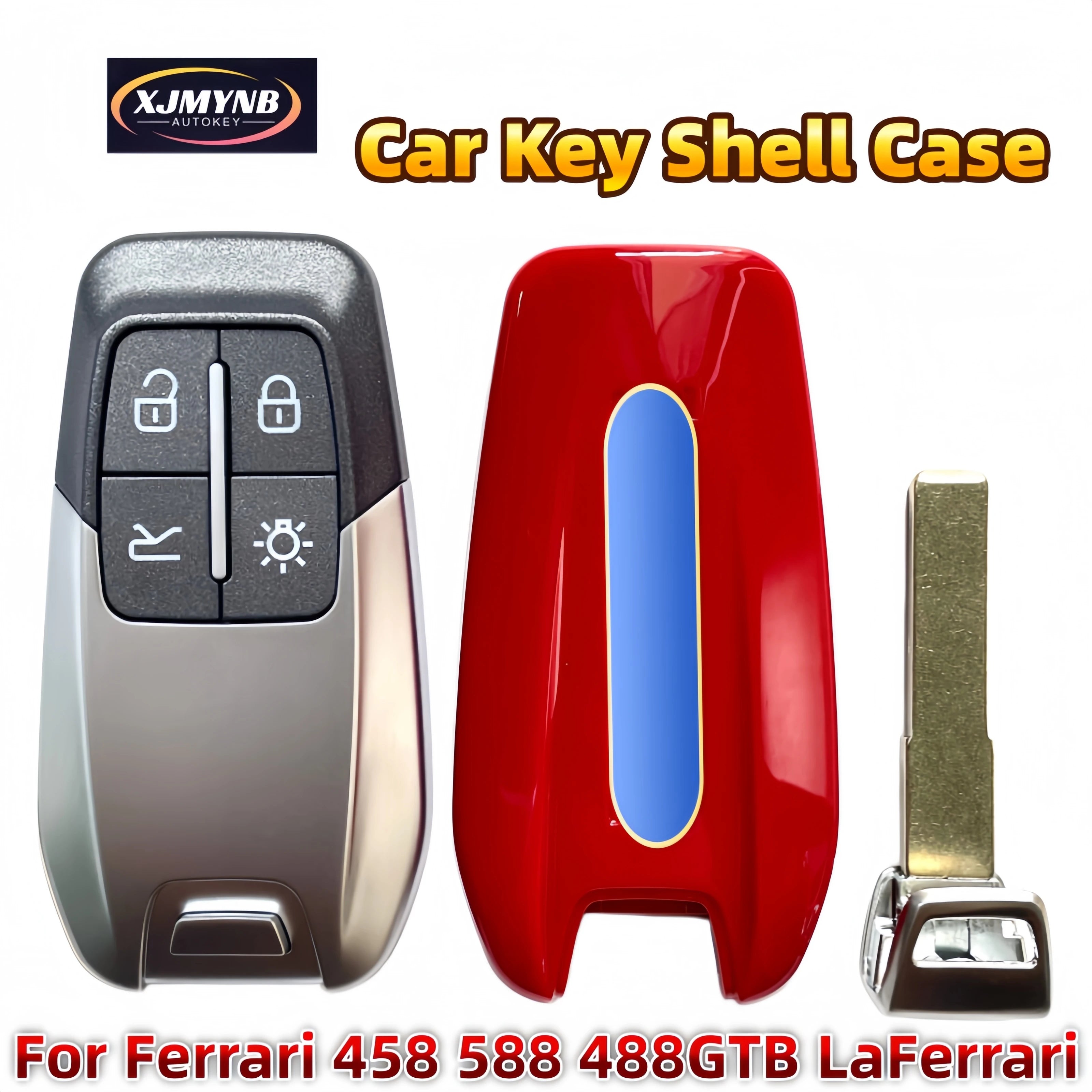 XJMYNB 100% Brand New High Quality 4 Buttons Remote Car Key Shell Case For Ferrari 458 588 488GTB LaFerrari With Logo Sticker