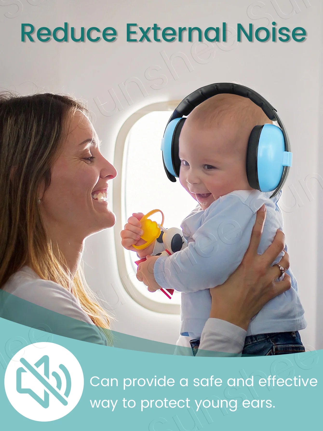 Baby Ear Muffs for Infants with Elastic Headband, Baby Earmuffs Ideal for Flights, Baby Ear Noise Reduction Earmuffs