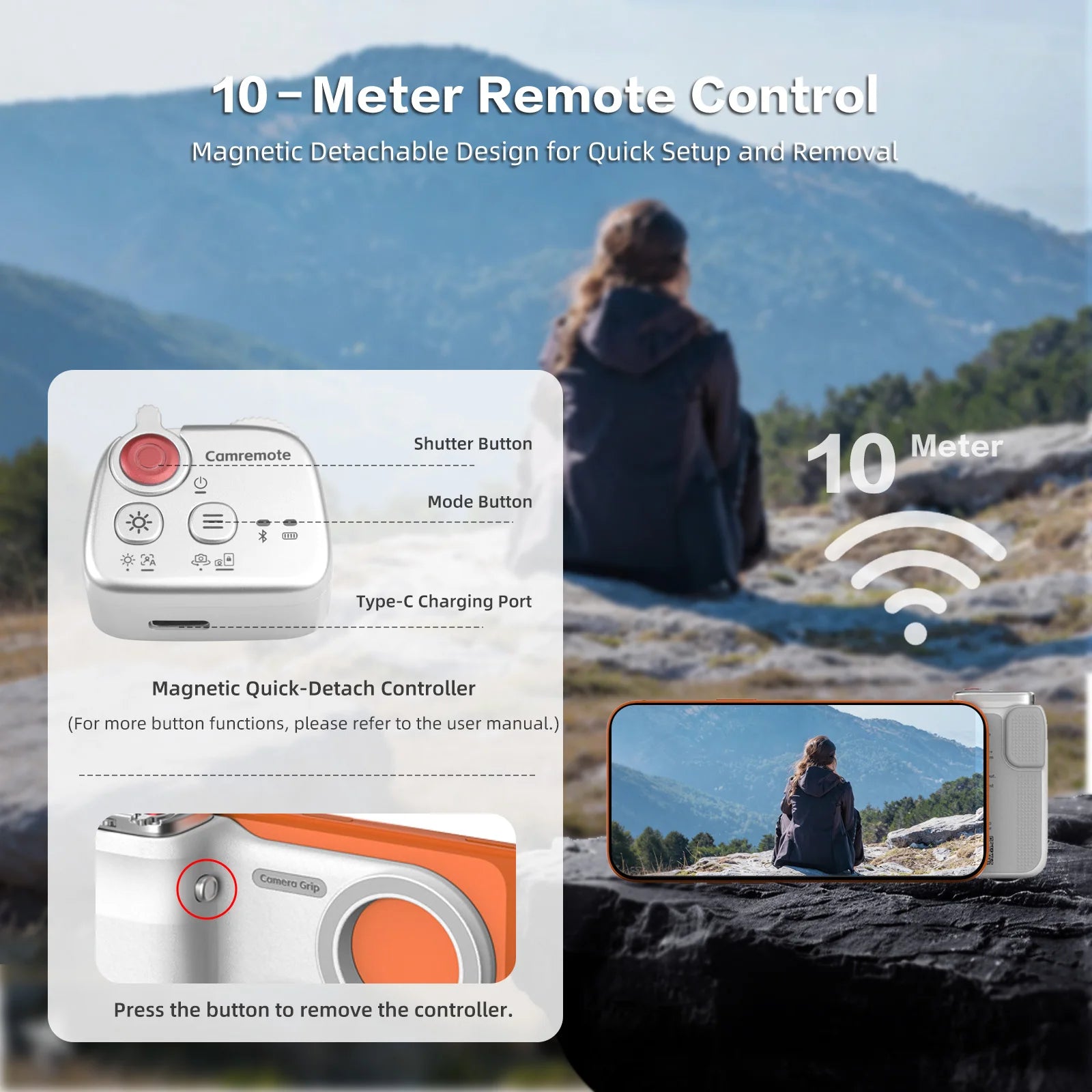 Hellodigi Magnetic Phone Camera Shoot Hand Grip Universal Smart Phone Holder Shooting Remote Control Handle for Iphone Andriod