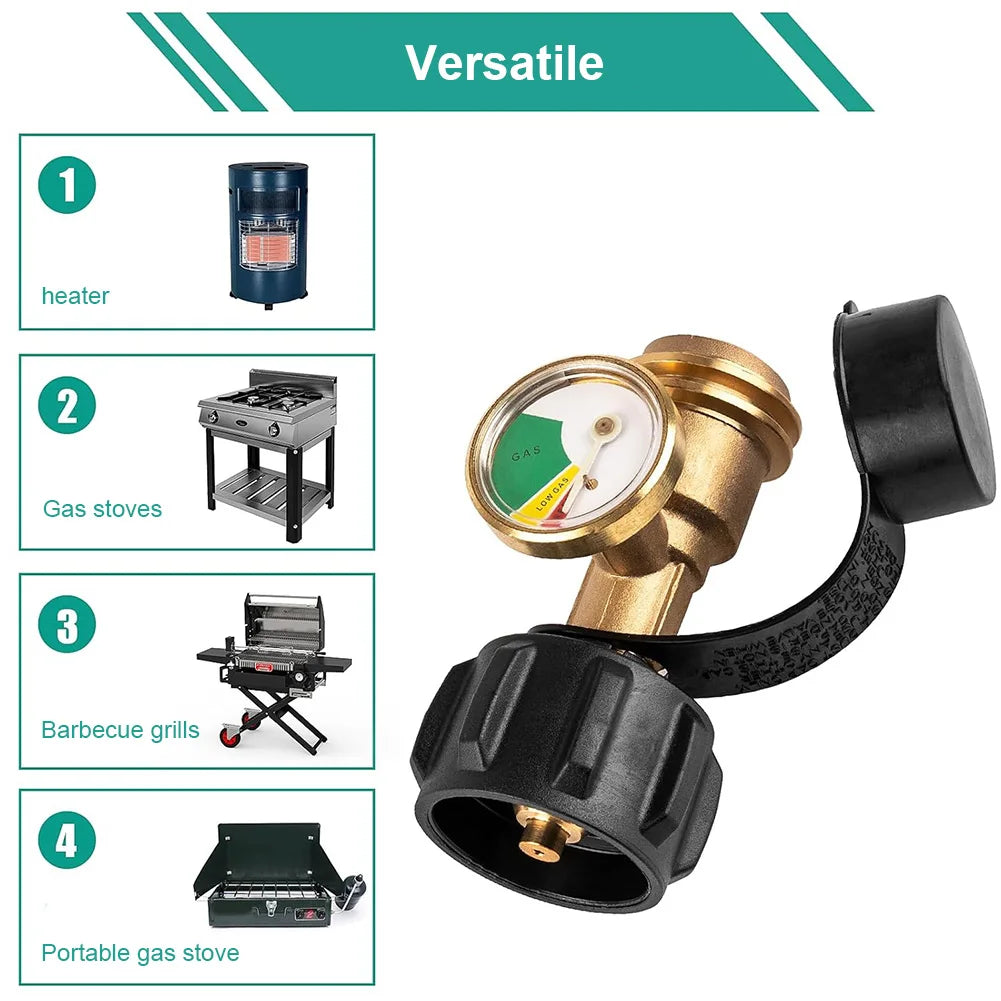 Propane Tank Gauge Level Indicator Color Coded Universal Propane Gauge Propane Adapter Gauge for Gas Cylinder Camping Stove