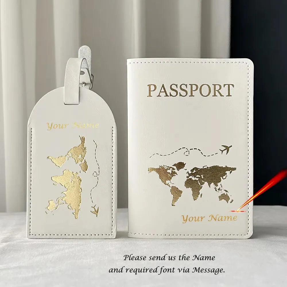 Personalised Passport Cover EU Map Cute Map Passport Case with Luggage Tags Travel Wallet Organizer Travel Accessories