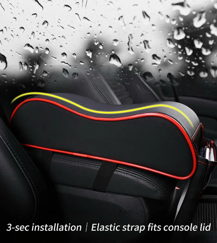 PU Leather Car Center Console Armrest Pad Ergonomic Curve Shape Tissue Pocket Storage Car Interior Gifts