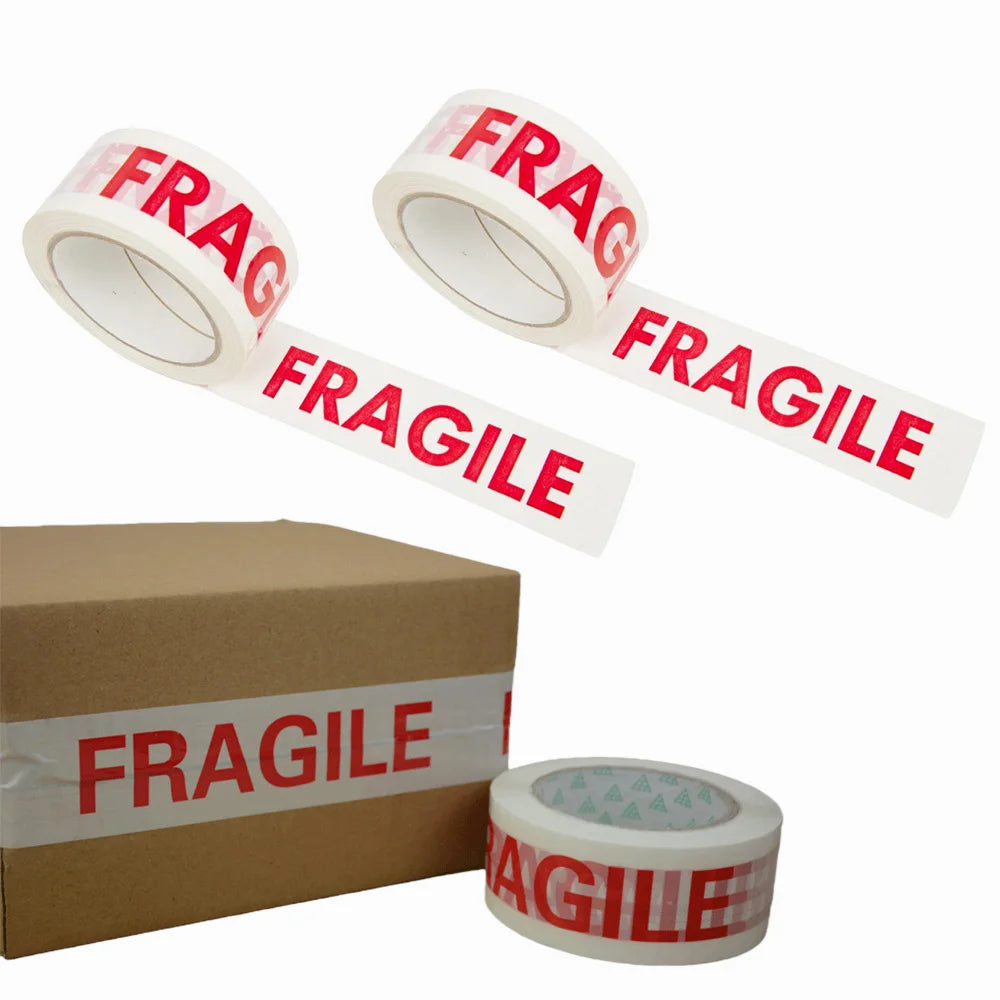 1/2 Roll 66Meters Fragile Red Safety Adhesive Warning Tapes DIY Sticker Goods Package Accessories Shipping Warning Tape