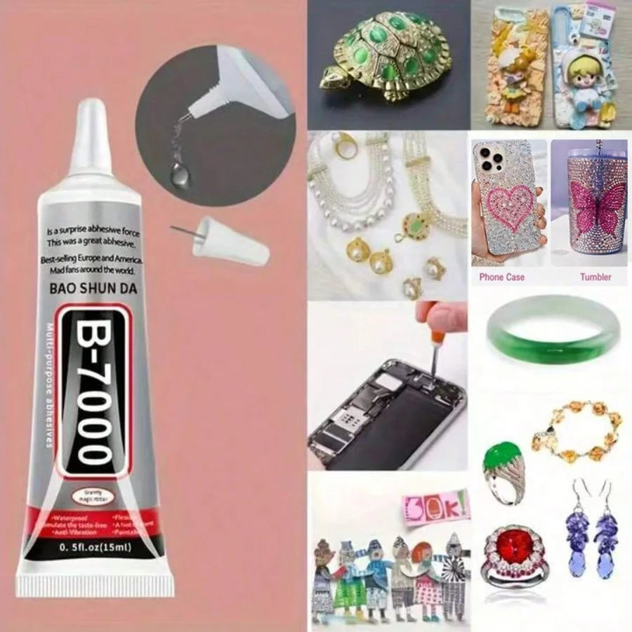 B-7000 Jewelry Glue, Multi-Function B-7000 Super Adhesive Glues for Rhinestones Crafts, Clothes Shoes, Fabric, Jewelry Making.
