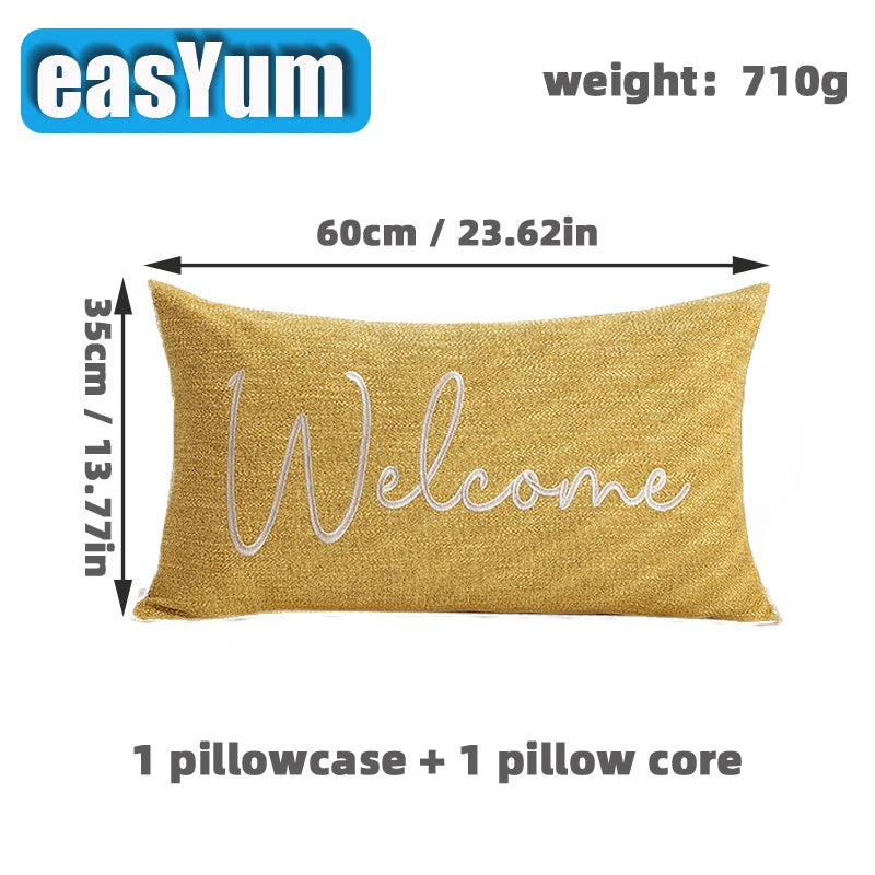 1 Pillow Set/Only 1 Pillowcase-Home Decor Embroidered 35x60cm Pillowcase Pillow Cover With Hidden Zipper