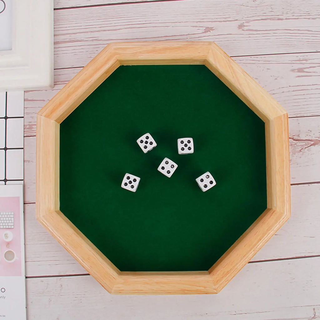 10.2 inch Wooden Dice Octagonal Dice Tray Board Game for Game Night Game Dice Party and Celebrations Party Supplies