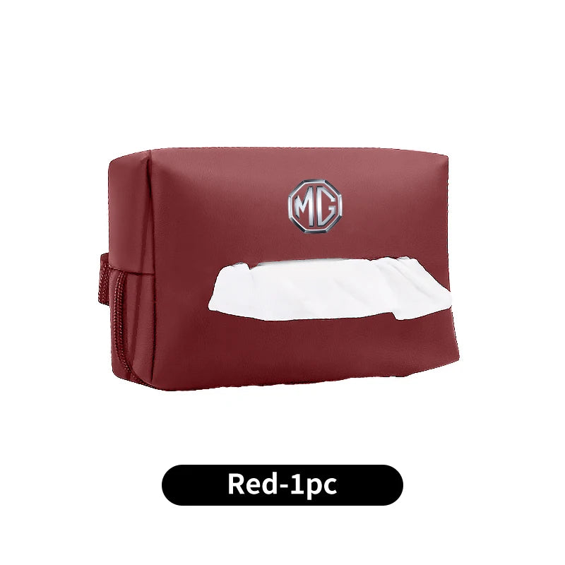 Car Seatback Tissue Box Leather Armrest Paper Case Tower Storage Bag For Morris Garages MG 3 5 6 7 HS ZS GS Hector TF GT ZR RX5