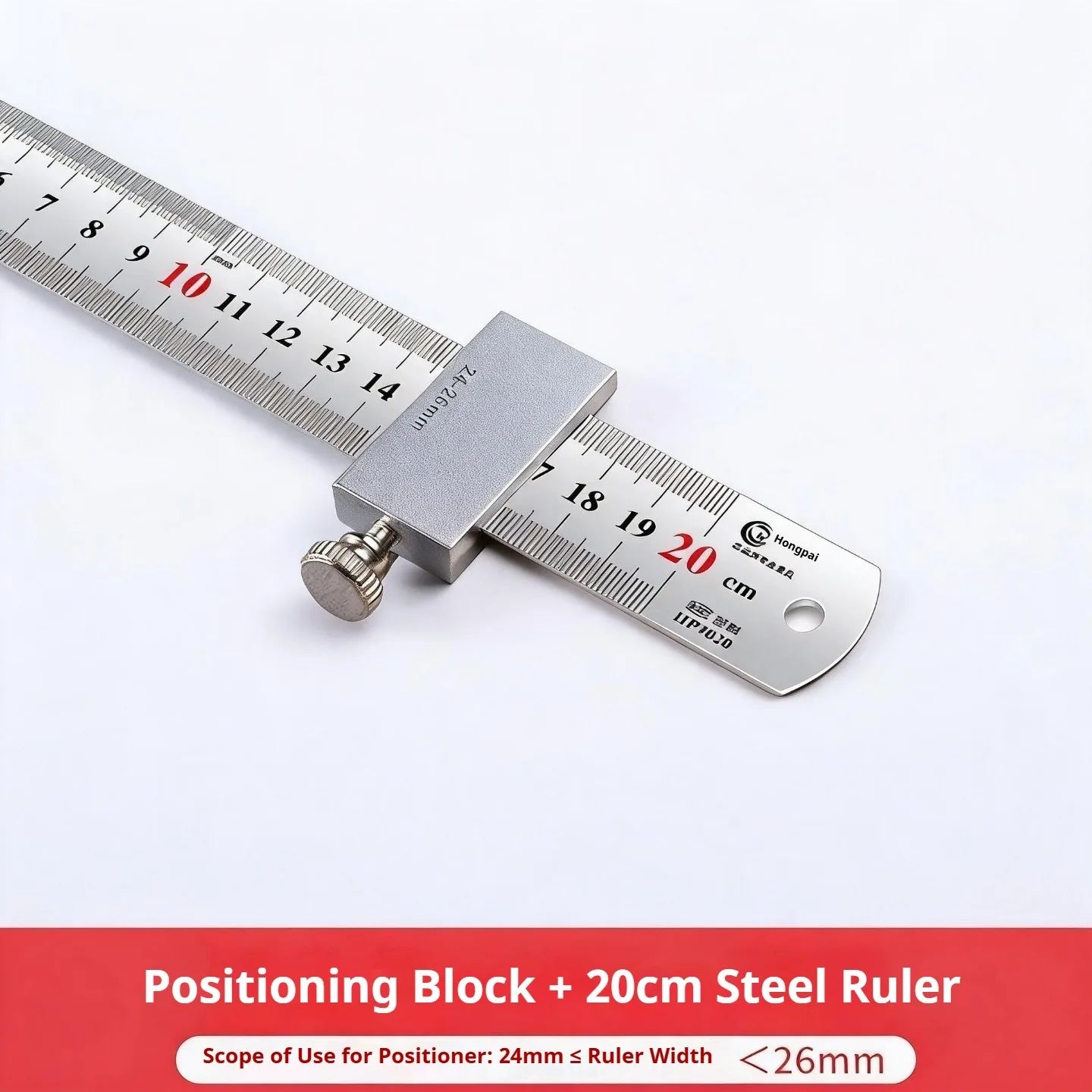 New Portable Carpentry Steel Ruler | Positioning Limit Block + Marking Gauge for Accurate Woodworking Tool Alignment