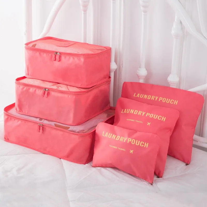 6pcs Travel Storage Organizer Bags Portable Travel Suitcase Organizer Bags For Women Clothes Shoes Makeup Bag Luggage Organizer