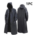 Fashion Black Adult Windbreaker Style Waterproof Long Raincoat Women's Men's Hooded Outdoor Motorcycle, Bicycle, Hiking, Fishing
