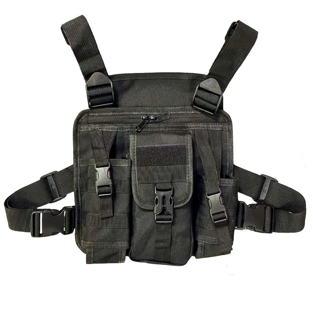 Outdoor multi-pocket tactical sports bag, crossbody storage tool bag, trendy brand layered men's chest bag