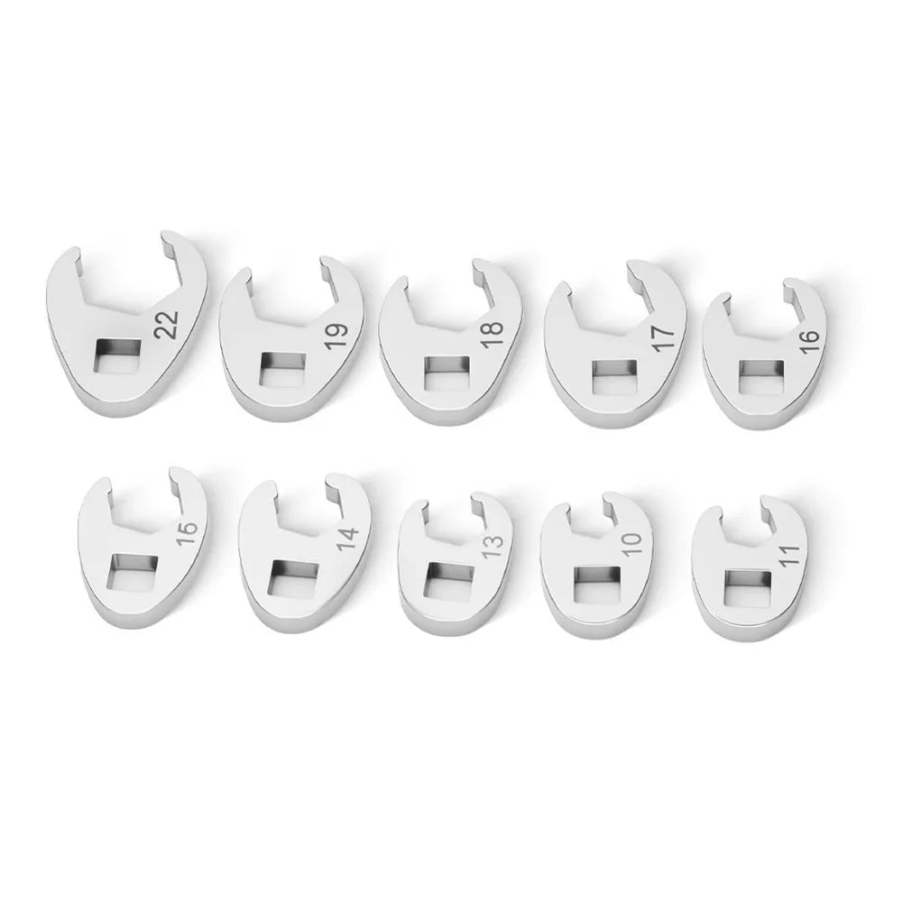 10Pcs 3/8Inch Drive Crowfoot Wrench 10-22mm Open End Spanner For Torque Wrench Maintenance Wrench Tool Adapters