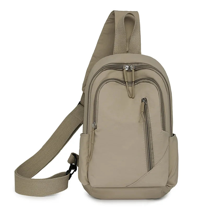 New Solid Color Casual Crossbody Bag Lightweight Waterproof Nylon Unisex Shoulder Sling Backpack Large Capacity Travel Bag