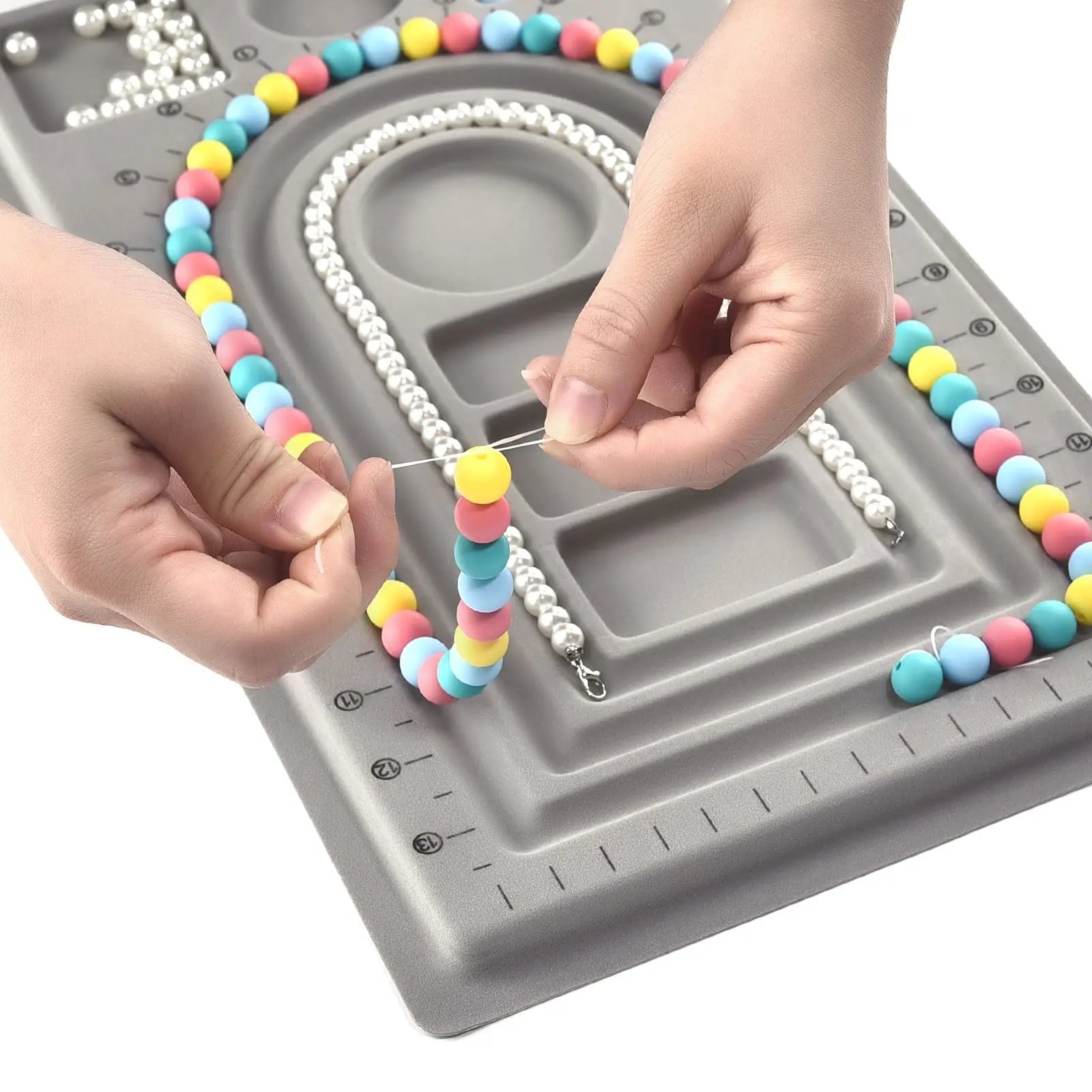 Flocked Bead Board Jewelry Making Tools DIY Bracelet Necklace Beading Organizer Jewelry Size Measuring Tool WorkBenches Tray