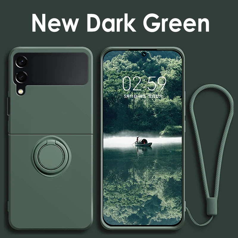 Hot Sales Skin Feel Liquid Silicone Flip Case for Samsung Galaxy Z Flip 7 FE 6 5 4 3 Anti-Drop Ring Holder Magnetic Bracket Case