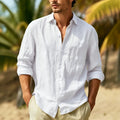 2026 New Men's Casual Blouse Cotton Linen Shirt Loose Tops Long Sleeve Tee Shirt Spring Autumn Casual Handsome Men's Shirts