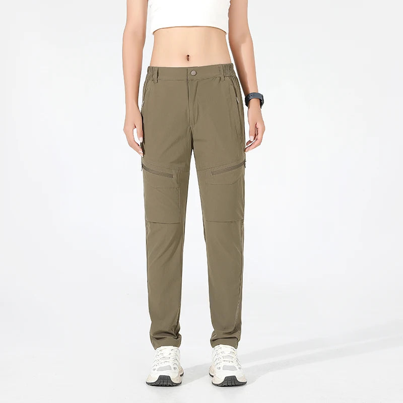 LNGXO Hiking Pants Women 4-Way Stretch Waterproof Summer Cargo Pants Trekking Climbing Camping Outdoor Sports Mountain Trousers
