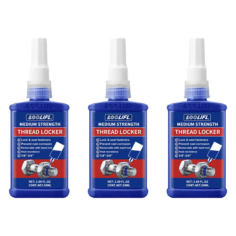 LOOLIFL Blue Thread Locker 243 Nuts-Bolts Locker, Screw Adhesive Lock Tight Seal Fasteners Anaerobic Curing Metal Glue,Rustproof