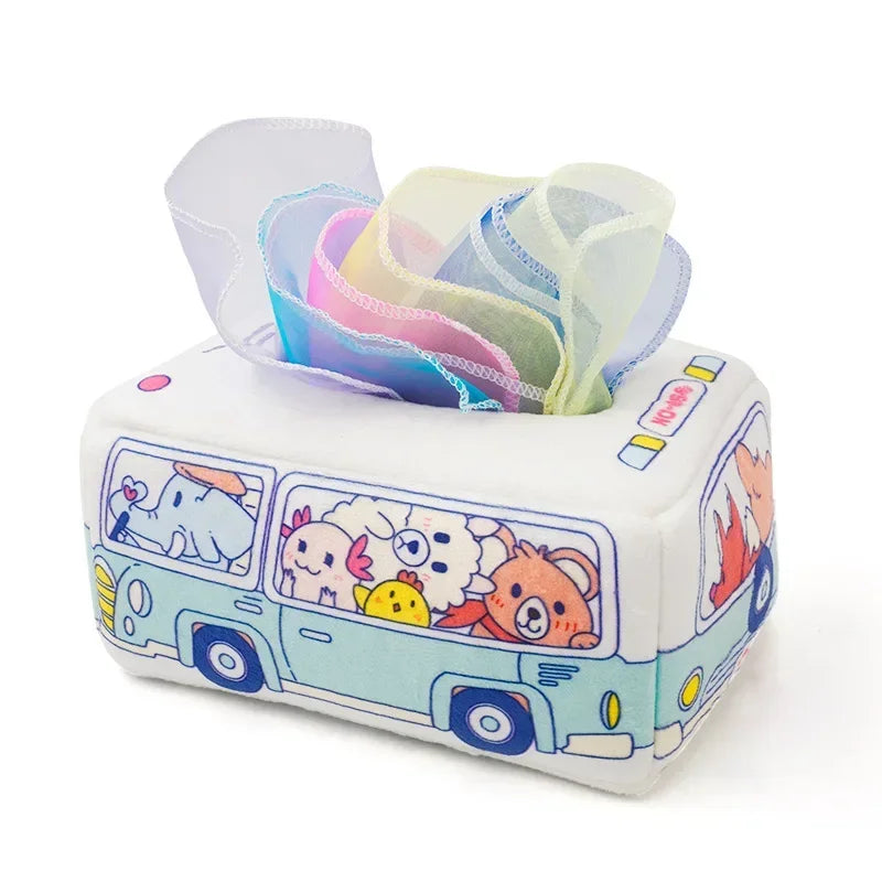 Baby Tissue Box Toy Montessori Square Sensory Toys Juggling Rainbow Educational Learning for Toddler InfantsNewborns and Kids