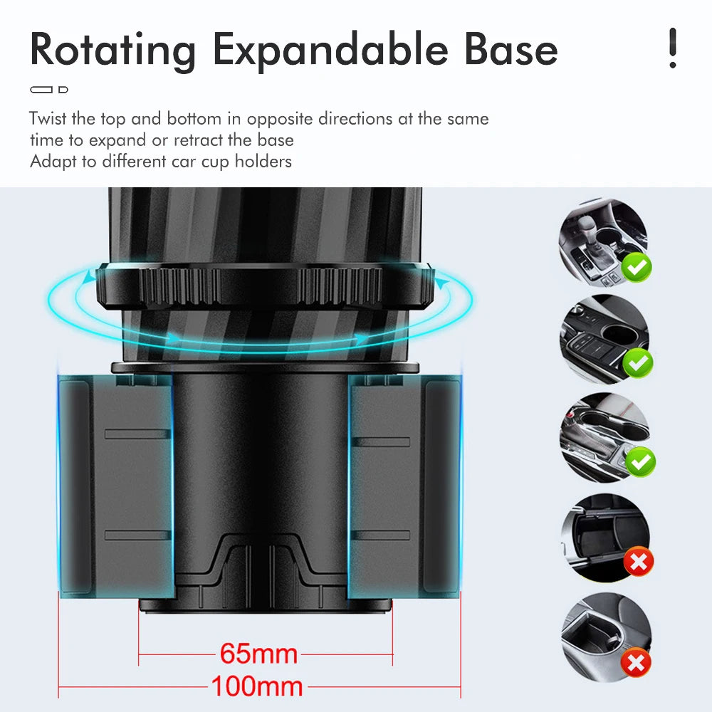 Multi-Functional 4-in-1 Car Cup Holder with Drink Rack and Instant Noodle Holder, Includes Compass, Adjustable and Retractable