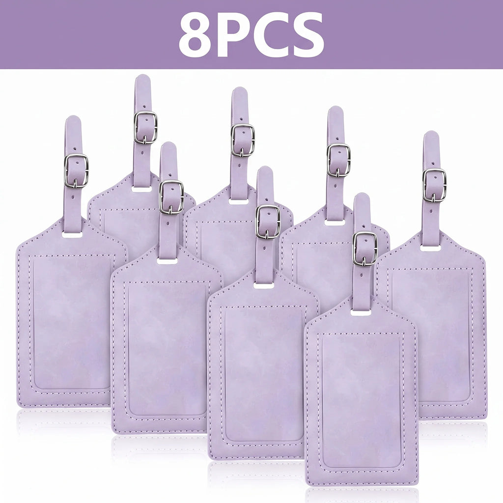 3/5/8PCS Privacy PU Leather Luggage Tag Adjustable Metal Buckle Waterproof Anti-lost Suitcase ID for Backpack Golf Carry Bag