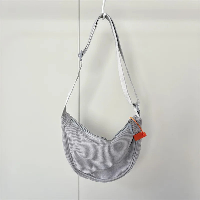 Solid Color Corduroy Women's Hobos Shoulder Bag Retro Casual Female Crossbody Bags Ladies Daily Travel Handbags Messenger Bag