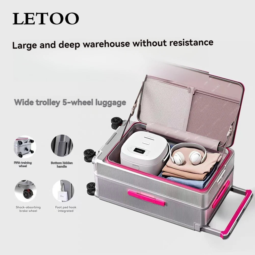 Side-opening luggage trolley case 24-inch large capacity travel case wide trolley password case men's 20-inch boarding case