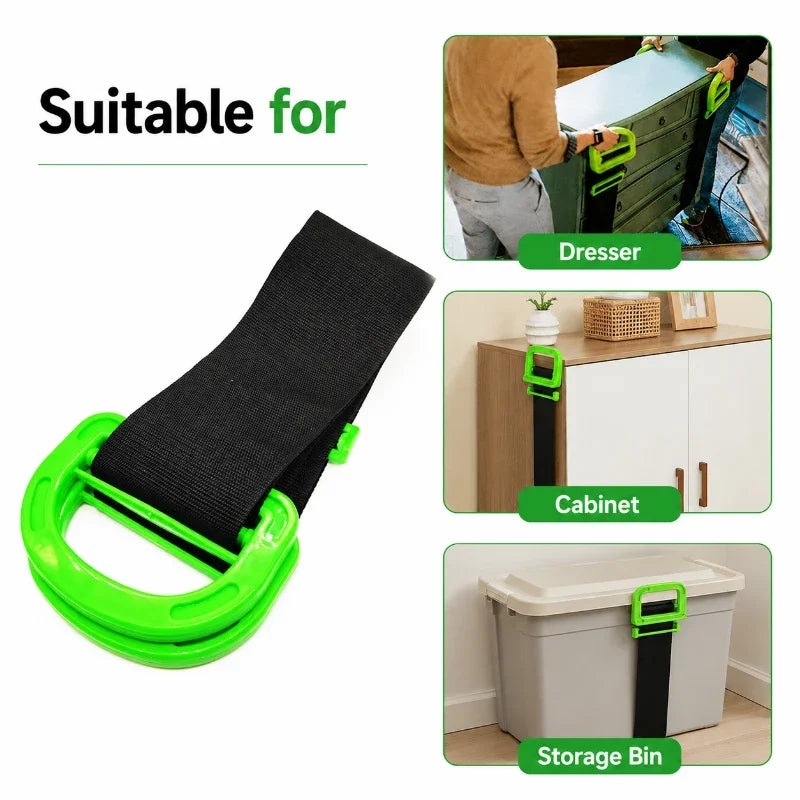 Home Moving Carry Belt Adjustable Furniture Lifting Strap Strong Transport Carrier for Boxes Sofa Cabinet Appliance Black Green