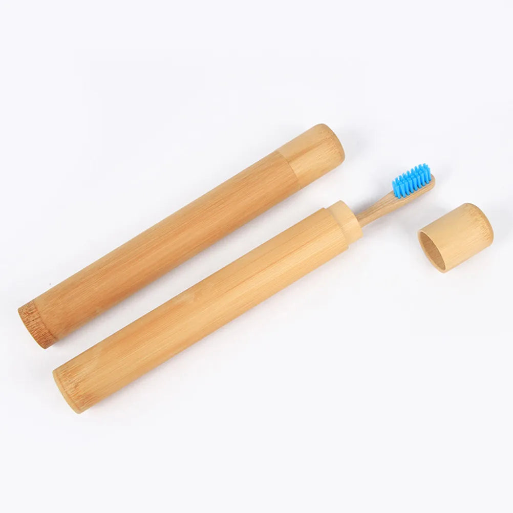 1Pcs Toothbrush Protection Case Compact Bamboo Design Prevents Bristle Damage Travel Camping Hiking Portable Holder Tube