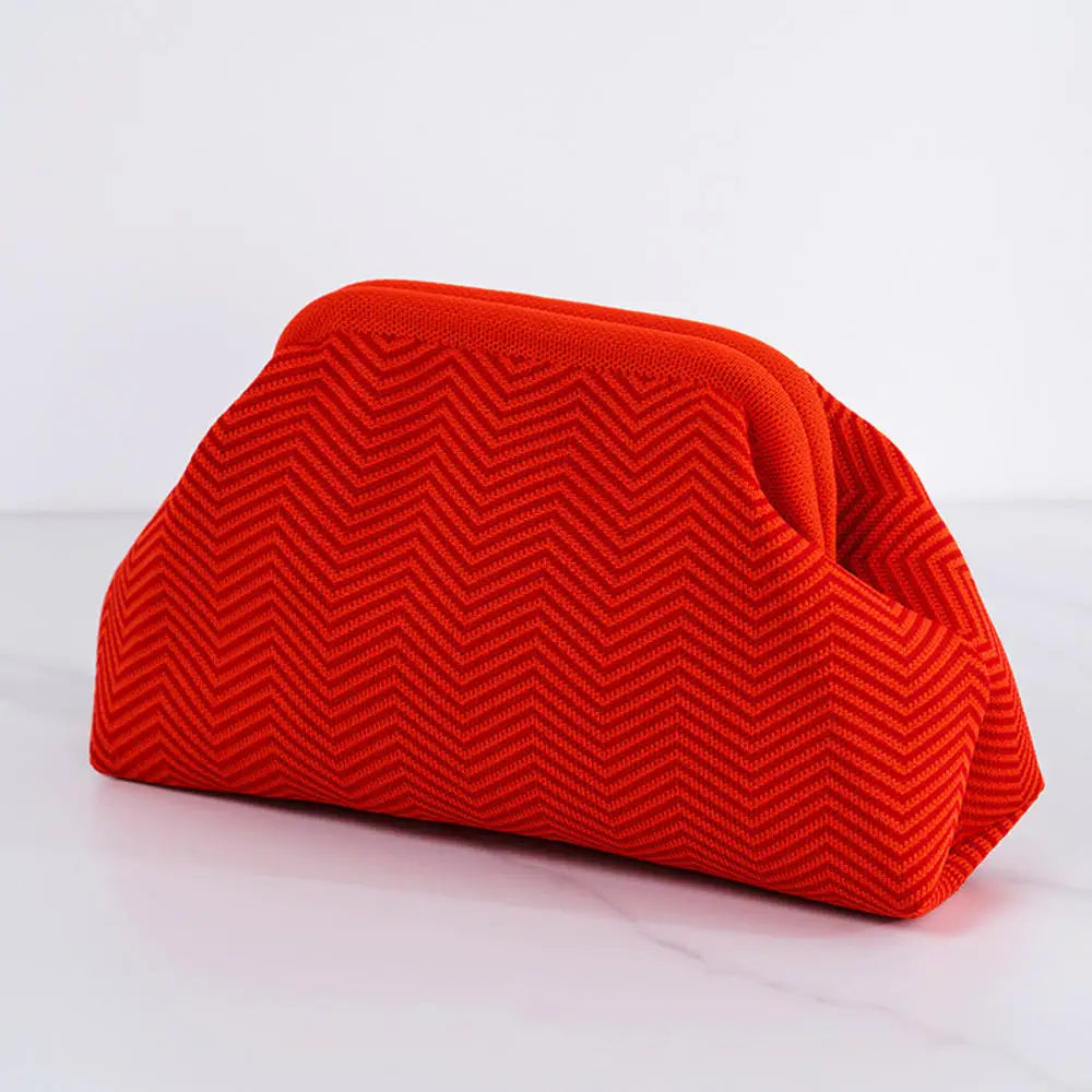 Women's Striped Beach Clutch Bag Versatile Small Woven Crochet Handbags Purses Knitting Dumpling Clutch Casual Bag