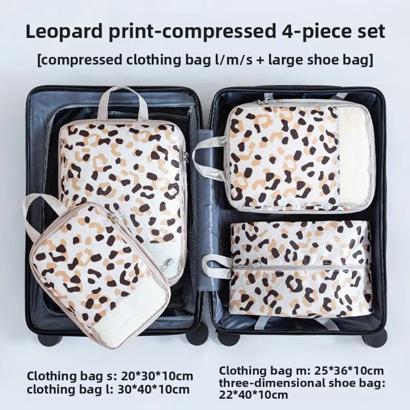 Travel Compression Packing Cubes 4Pcs Luggage Packing Bag Set Compressible & Expandable Storage Bag Essential Travel Accessories