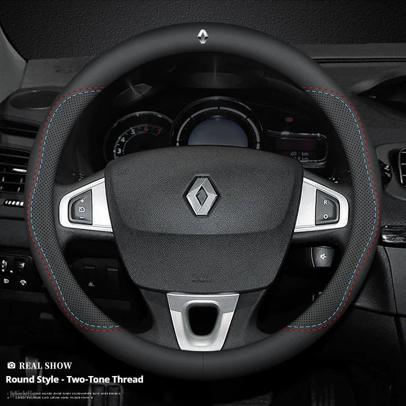 Car Steering-Wheels Cover 38cm Leather For Renault Clio Fluence Megane Laguna Talisman Captur Kadjar Kaptur Koleos Scenic Espace