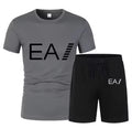 Men's Trend Print Breathable 2-Piece Set, Summer Short Sleeve T-Shirt & Shorts Casual Sports Suit