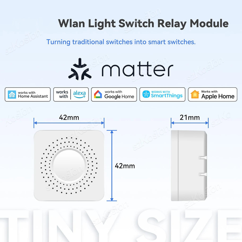 Matter WIFI Smart Switch 1 CH Module Automation Relay Smart Breaker Voice Control Homekit Siri Alexa Google Home