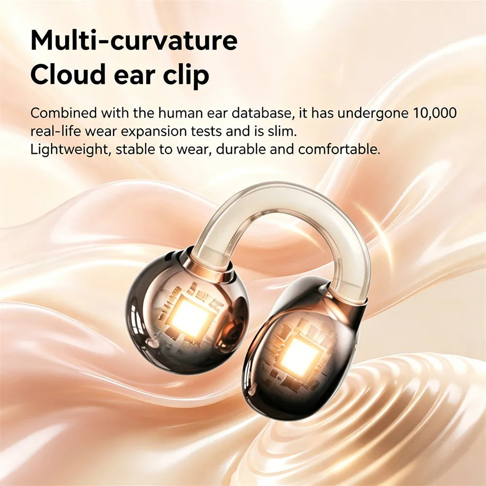 Electroplated Ear Clip True Wireless Bluetooth Headsets Portable  Sports Run Long Battery Life HD Call Noise Reduction Earplugs