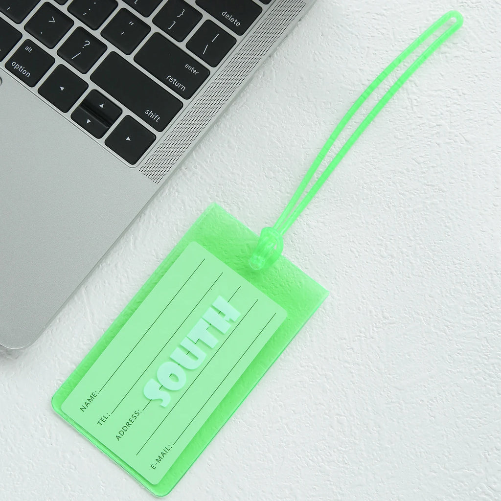 Custom Name Luggage Tag Personalized Name Fluorescent Pvc Luggage Tag Waterproof Transparent Suitcase Id Tag with Name Card