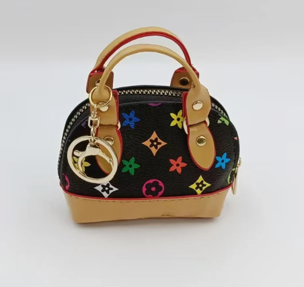 European Cute Mini Personalized Earphone Bag Old Flower Mini Bag French Stick Bag Keychain Pendant Bag Accessories