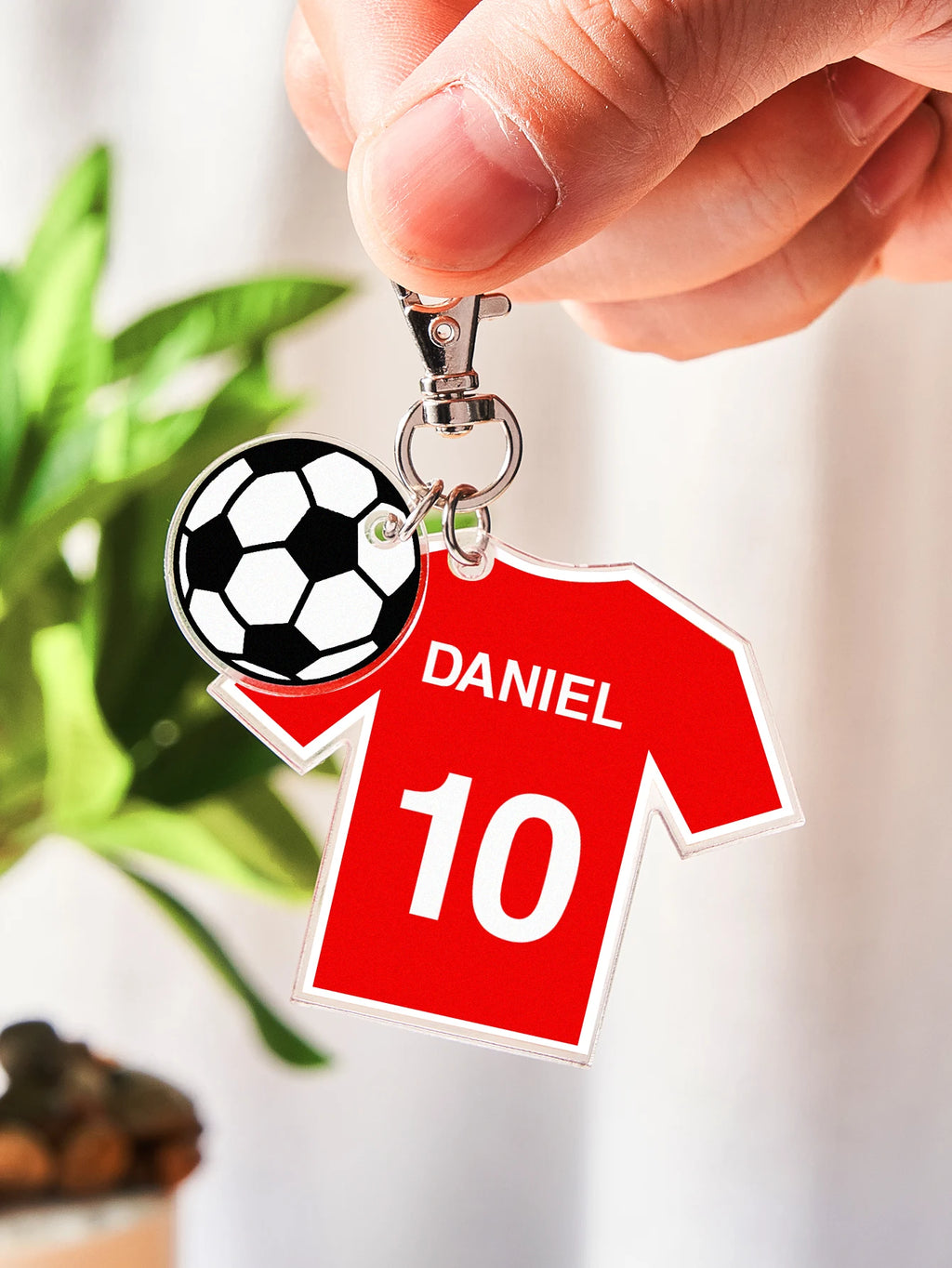 Custom Football Jersey Keychain Personalized Name Number 8 Colors Available Soccer Fan Gift