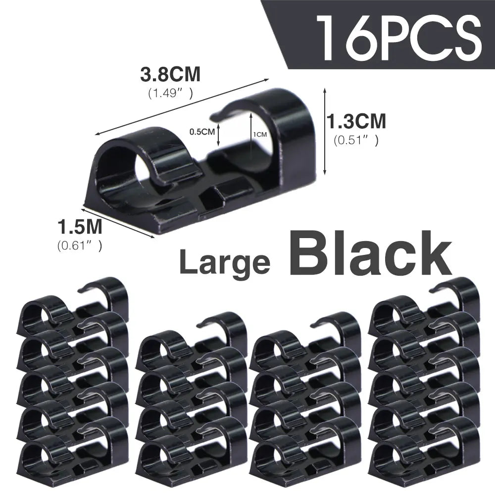 16/20PCS Self-adhesive Cable Clamping Organizer Drop Wire Holder for Home Desk Line Manager Fixed Clip Net Cable Collator Winder