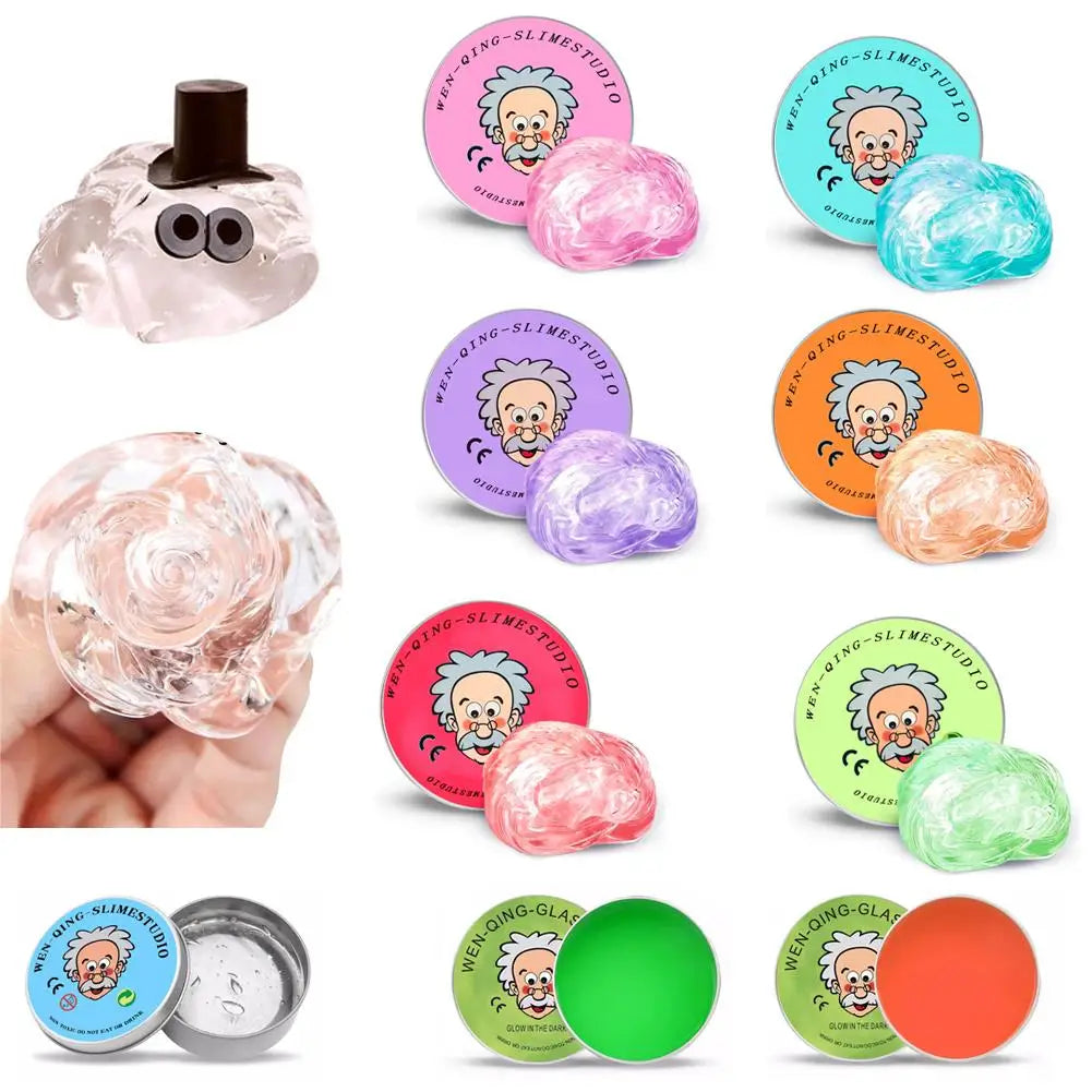 9 Colors Lab Putty Crystal Clear Glass (1 Pack) Best Thinking Smart Crazy Stress Putty with Tin, Sensory & Bouncing Toy